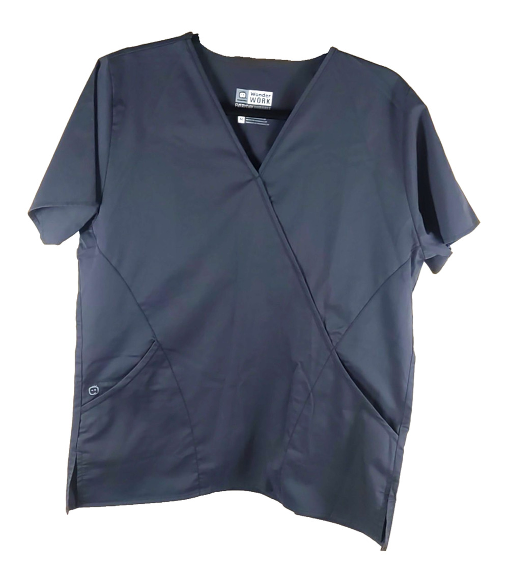 Wonder Wink Wonder Work Women's Scrub Top Size Medium Gray Cotton Blend